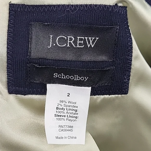 J CREW Navy Blue Wool SchoolBoy Blazer